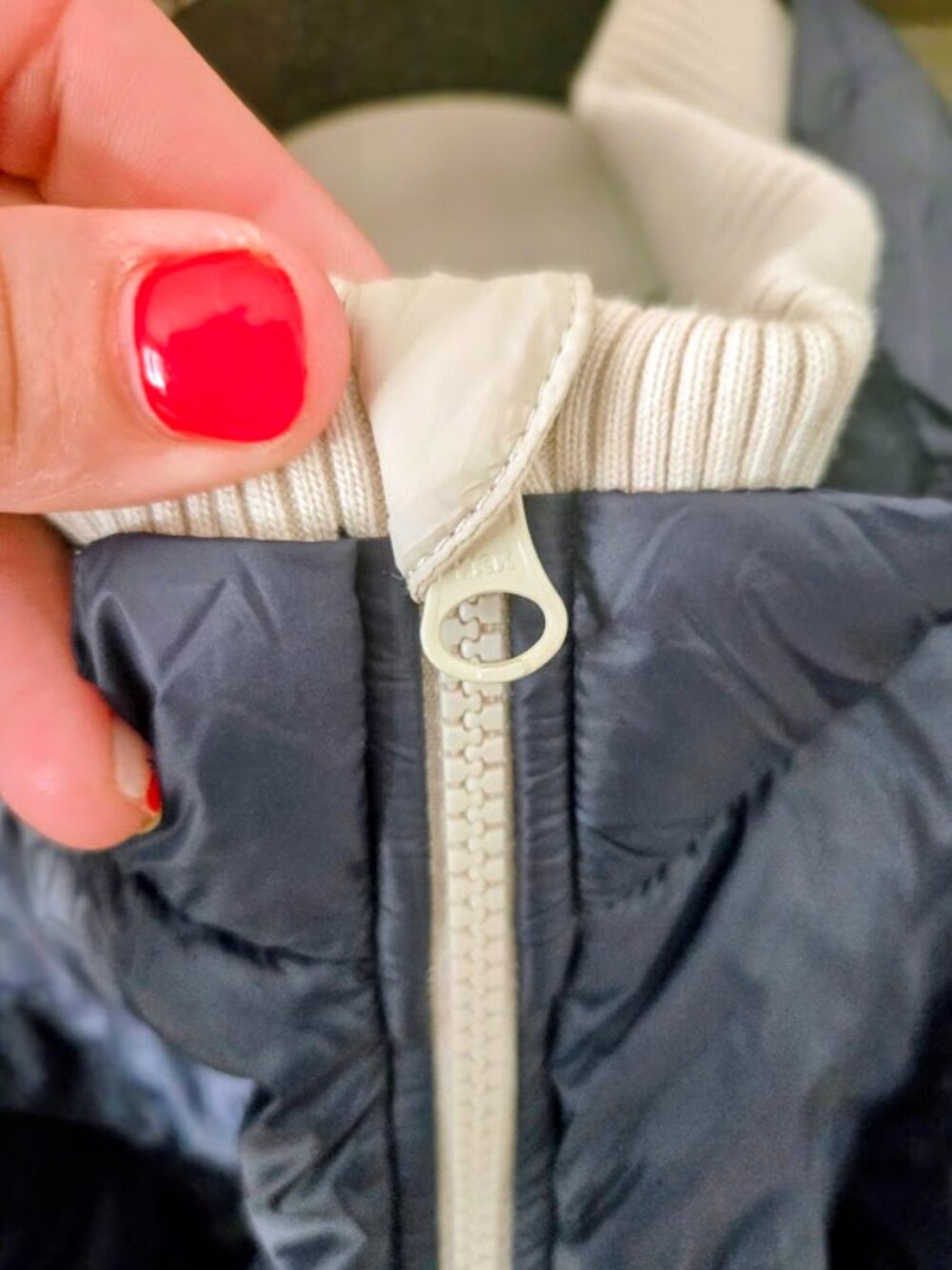 NWT Marine Layer Bode Puffer Jacket Navy Blue Large Retro Chevron Ski, SZ L - Picture 7 of 13